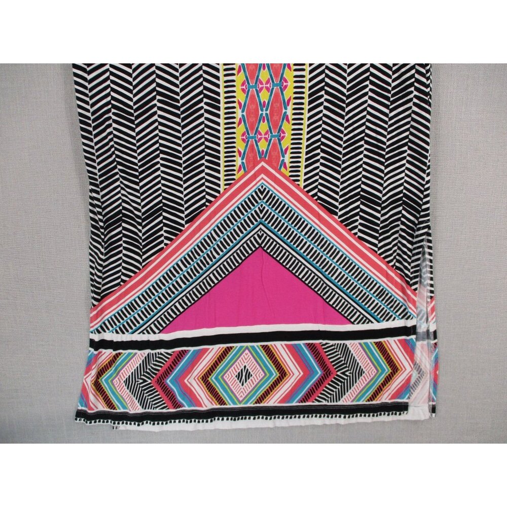 Black & Multicolor Geometric Maxi Skirt XL Made In Cambodia - Picture 2 of 8